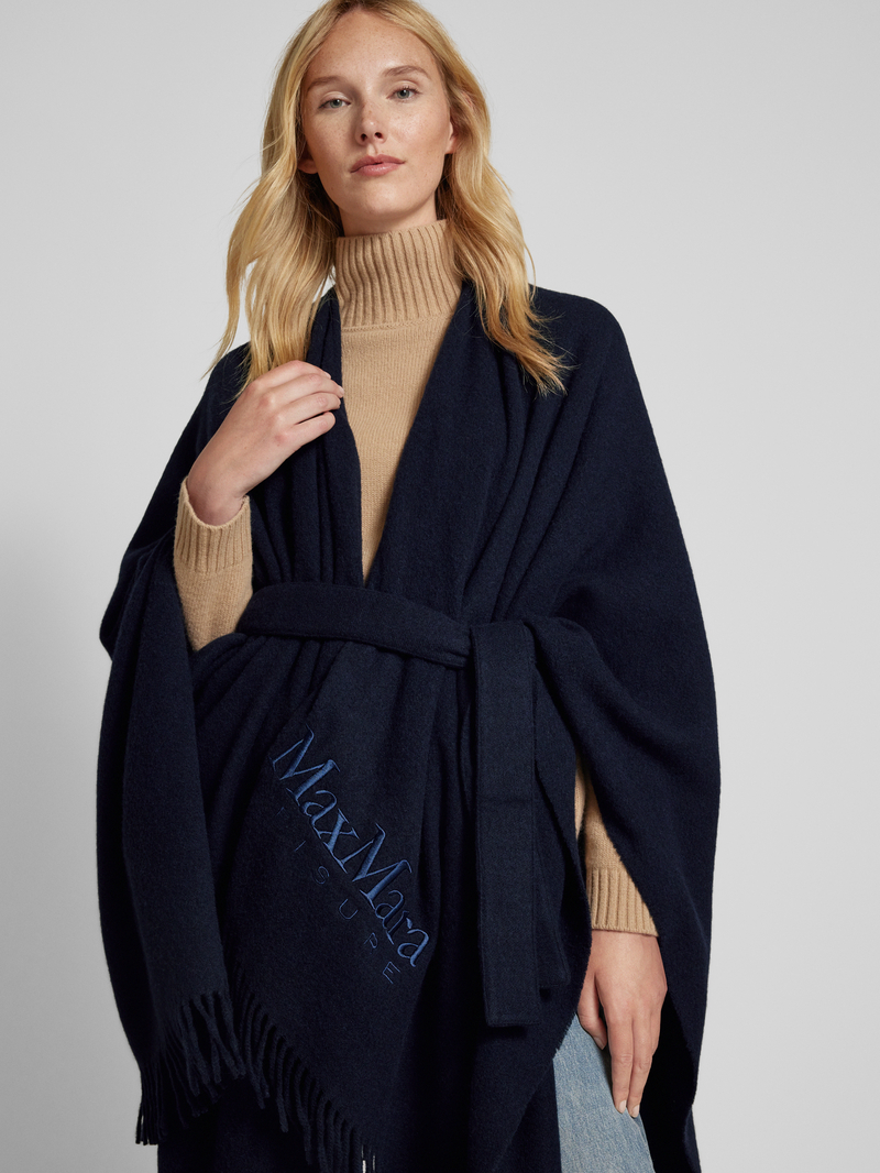 MaxMara Leisure Poncho van wolmix met labelstitching model 'MARTORA'