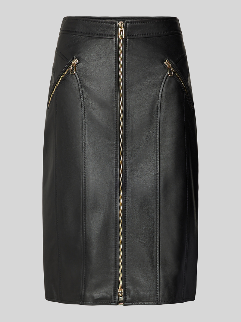 Joop! Knielange rok in leerlook met tweewegsritssluiting
