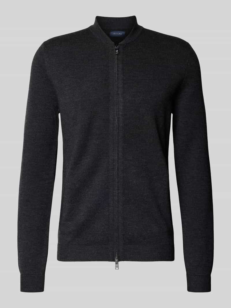 Christian Berg Men Slim fit gebreid jack met opstaande kraag