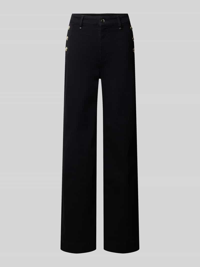 High waist palazzo jeans met knopen aan de zijkant