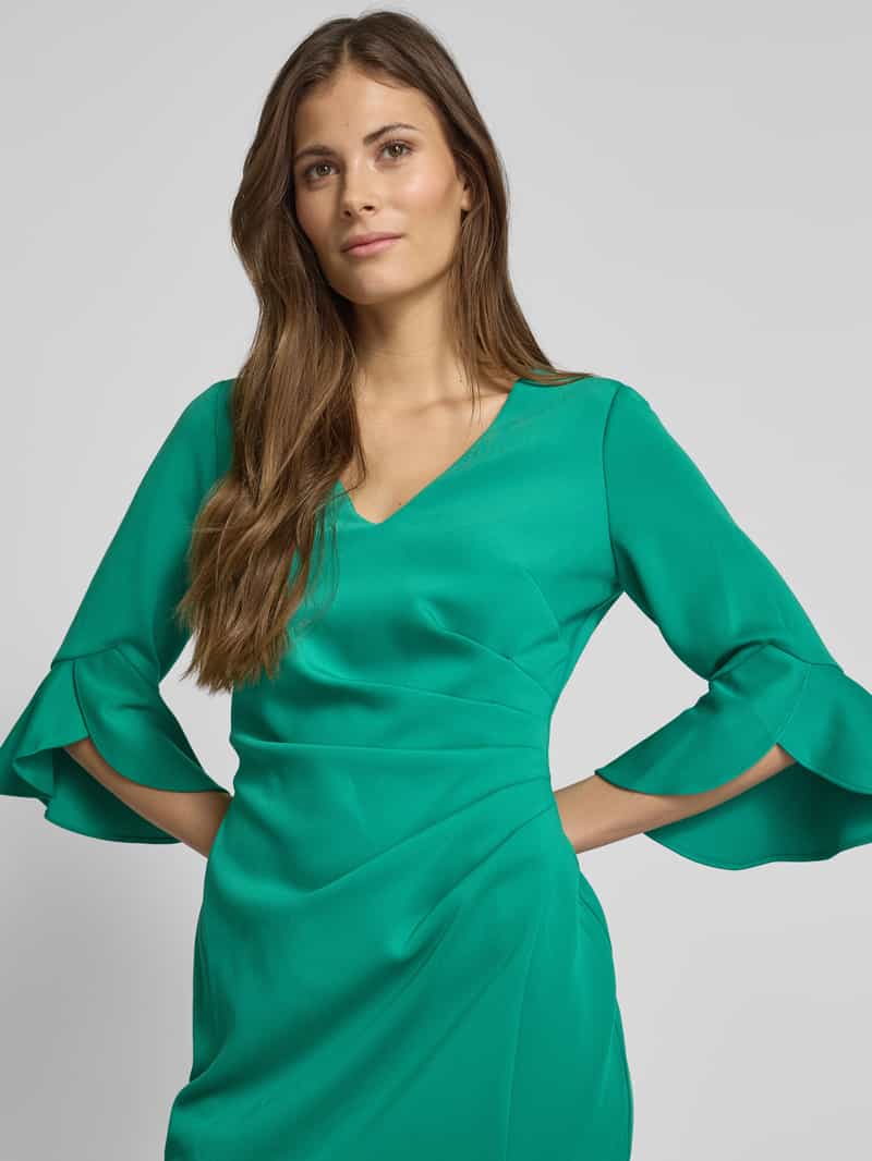 Adrianna Papell Knielange cocktailjurk met trompetmouwen