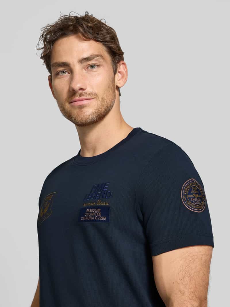 PME Legend T-shirt met logo- en motiefstitchings model 'ON'