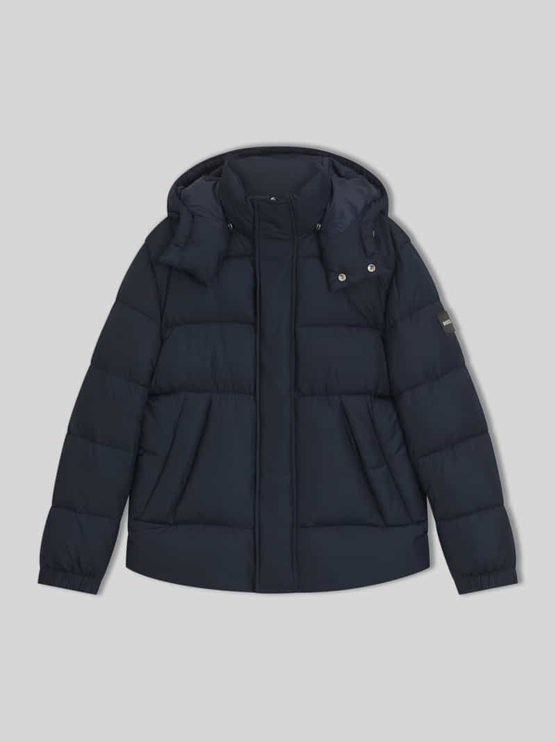 Boss Regular fit gewatteerd jack met opstaande kraag met drukknopen