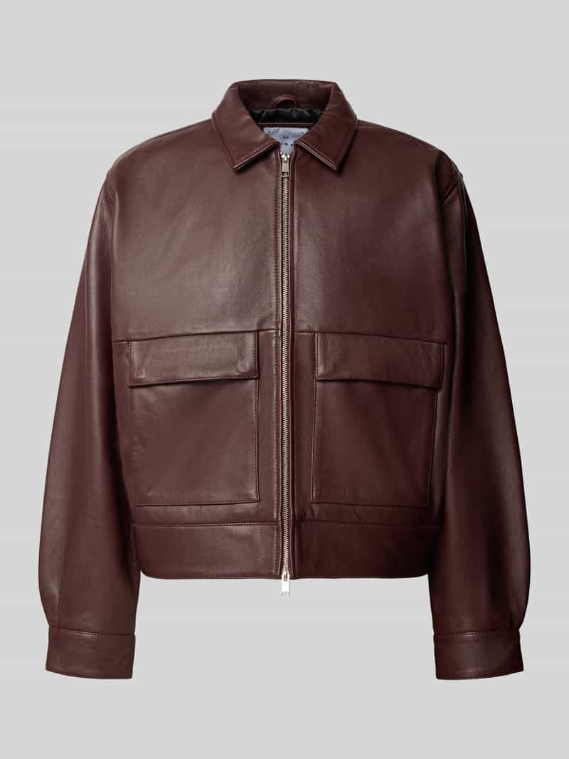 Edwin Leren jas met tweewegrits model 'DOGMA'