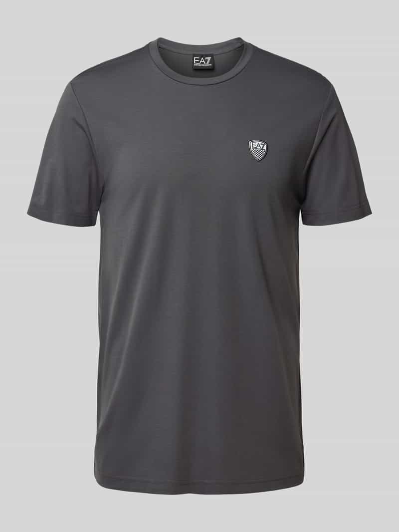 EA7 Emporio Armani T-shirt van viscosemix met labelpatch