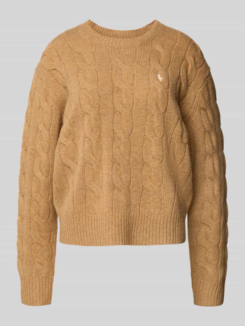 Polo Ralph Lauren Gebreide pullover van een mix van katoen en kasjmier met kabelpatroon