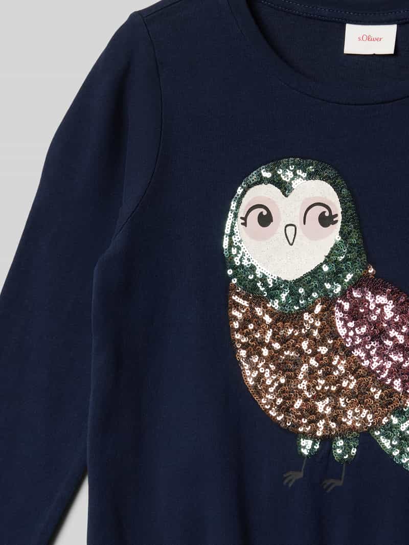s.Oliver RED LABEL Comfort fit shirt met lange mouwen van puur katoen met artwork van pailletten