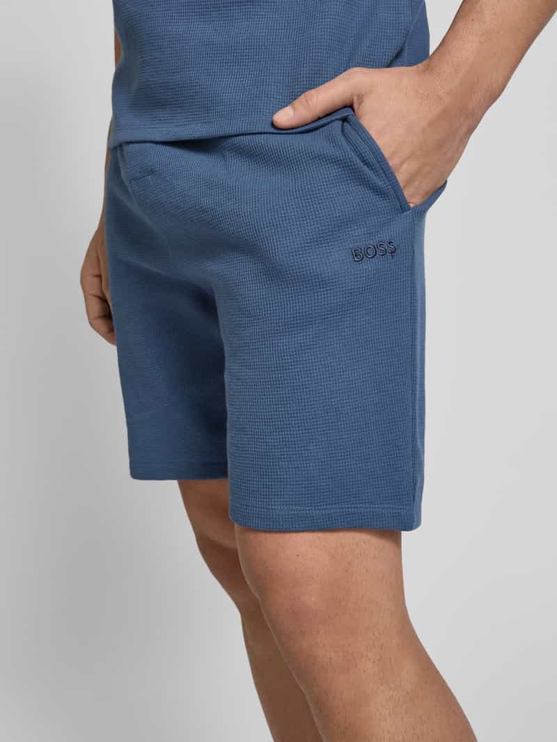Boss Korte broek met labelstitching model 'WAFFLE'