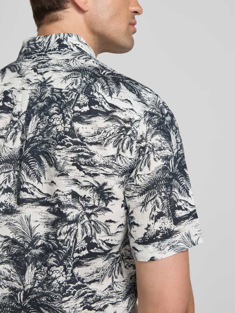 Tommy Hilfiger Regular fit linnen overhemd met tropische print