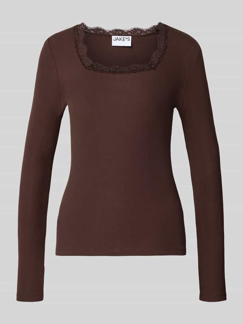 Slim fit shirt met lange mouwen van katoenmix