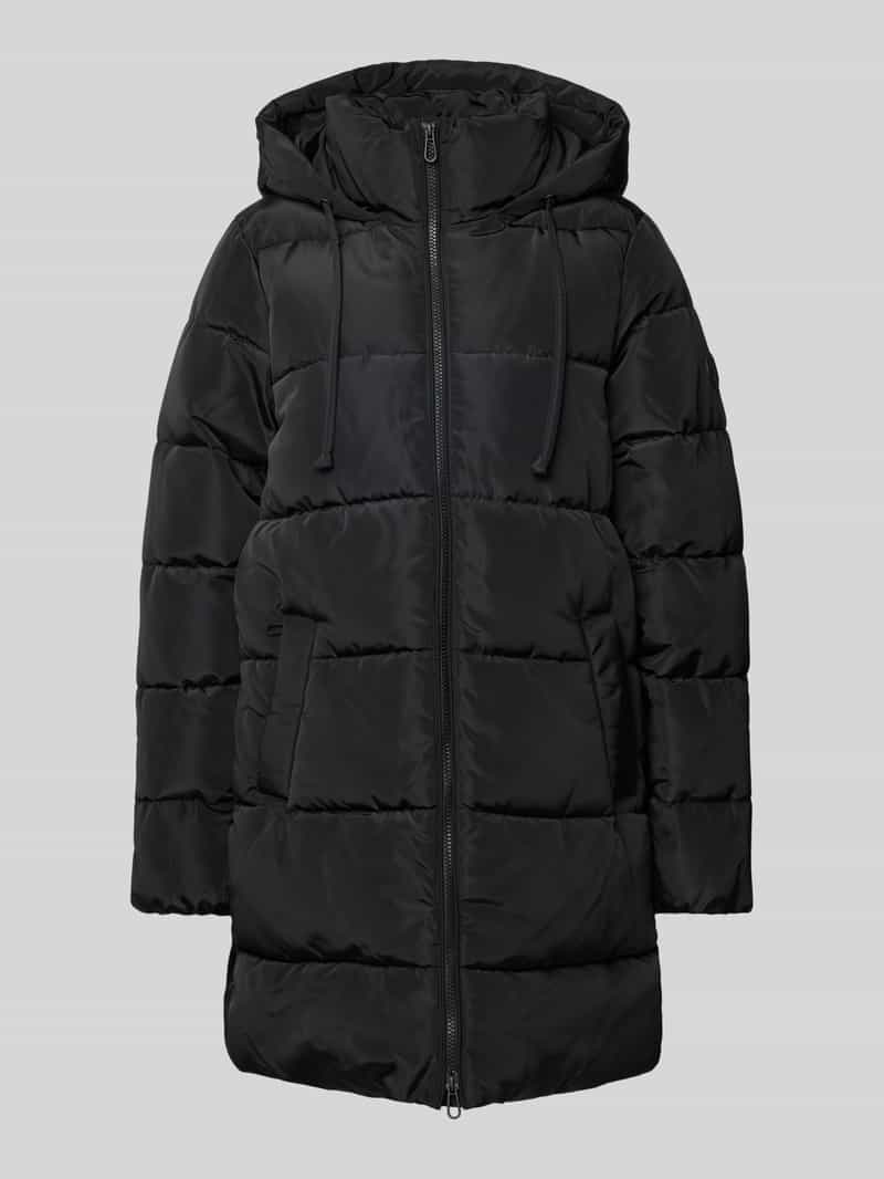 Tom Tailor Comfort fit gewatteerde lange jas met capuchon en opstaande kraag
