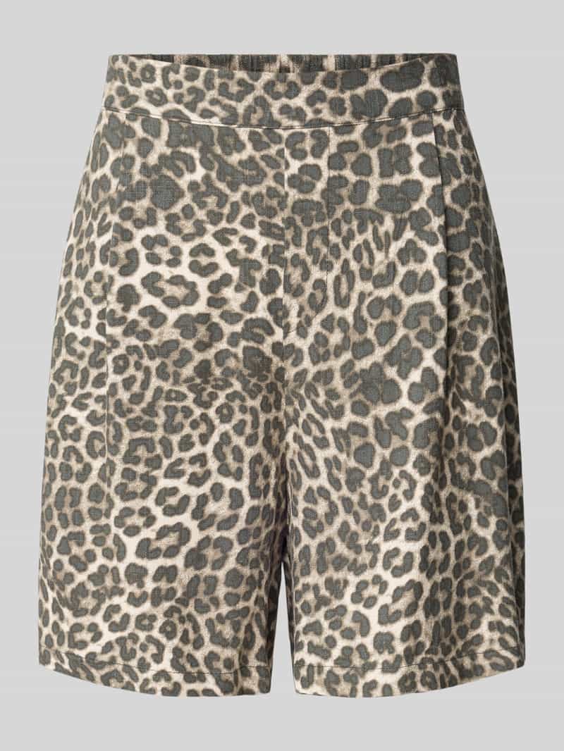 Jake*s Casual Korte broek van een mix van viscose en linnen met elastische band