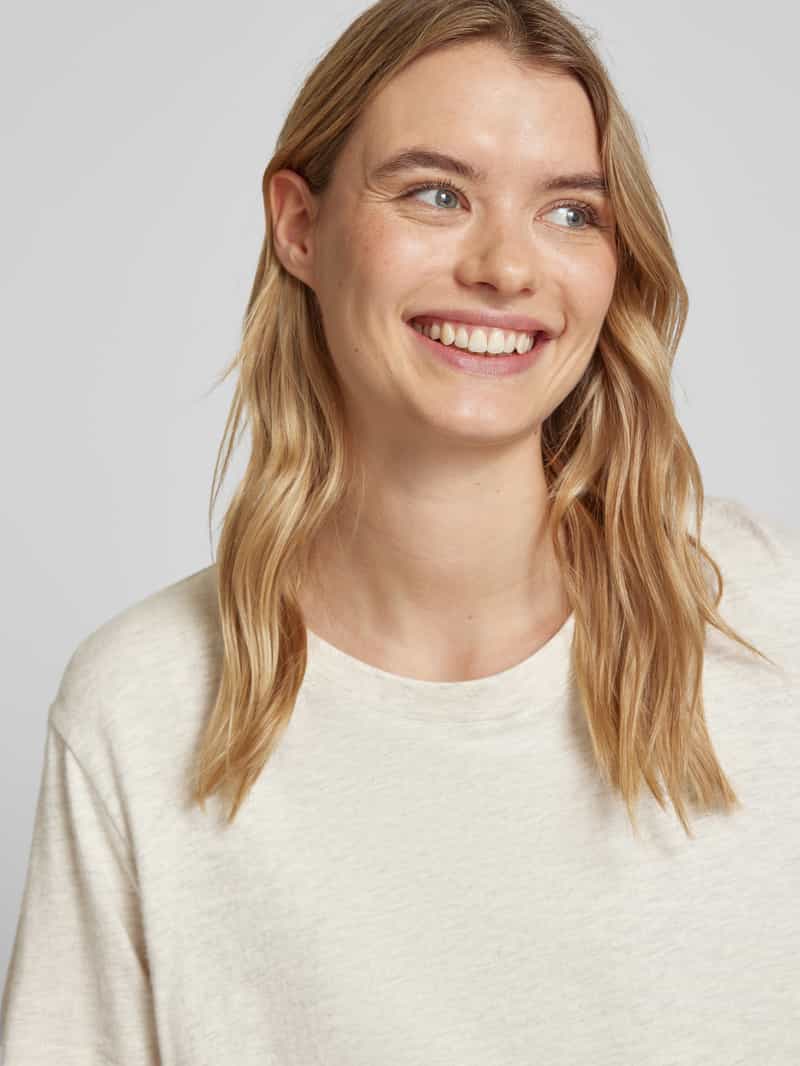 American vintage Kort T-shirt met geribde ronde hals