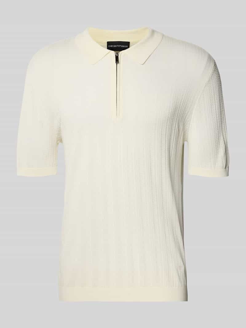 Emporio Armani Herren Offwhite Body Fit Poloshirt Mit Kurzem Reißverschluss In Größe Mittel
