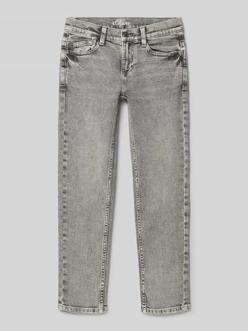 s.Oliver RED LABEL Straight fit jeans van katoenmix met destroyed-details model 'PETE'
