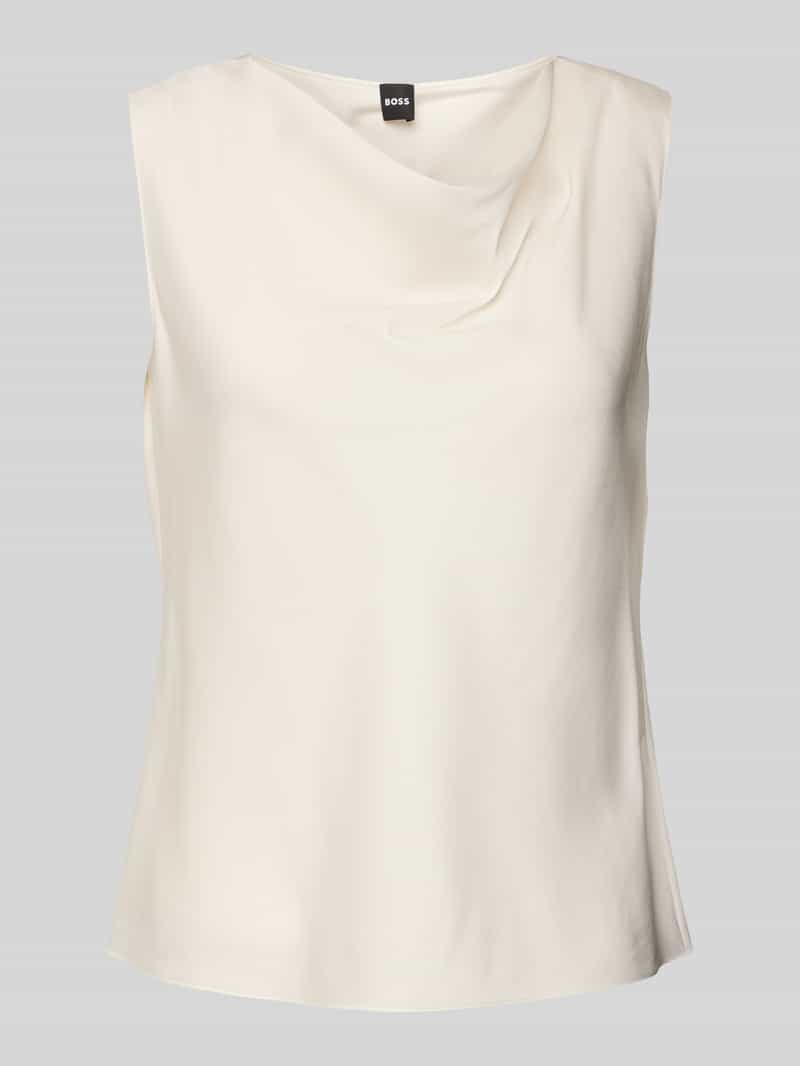 Boss Regular fit zijden blousetop met cascadehals
