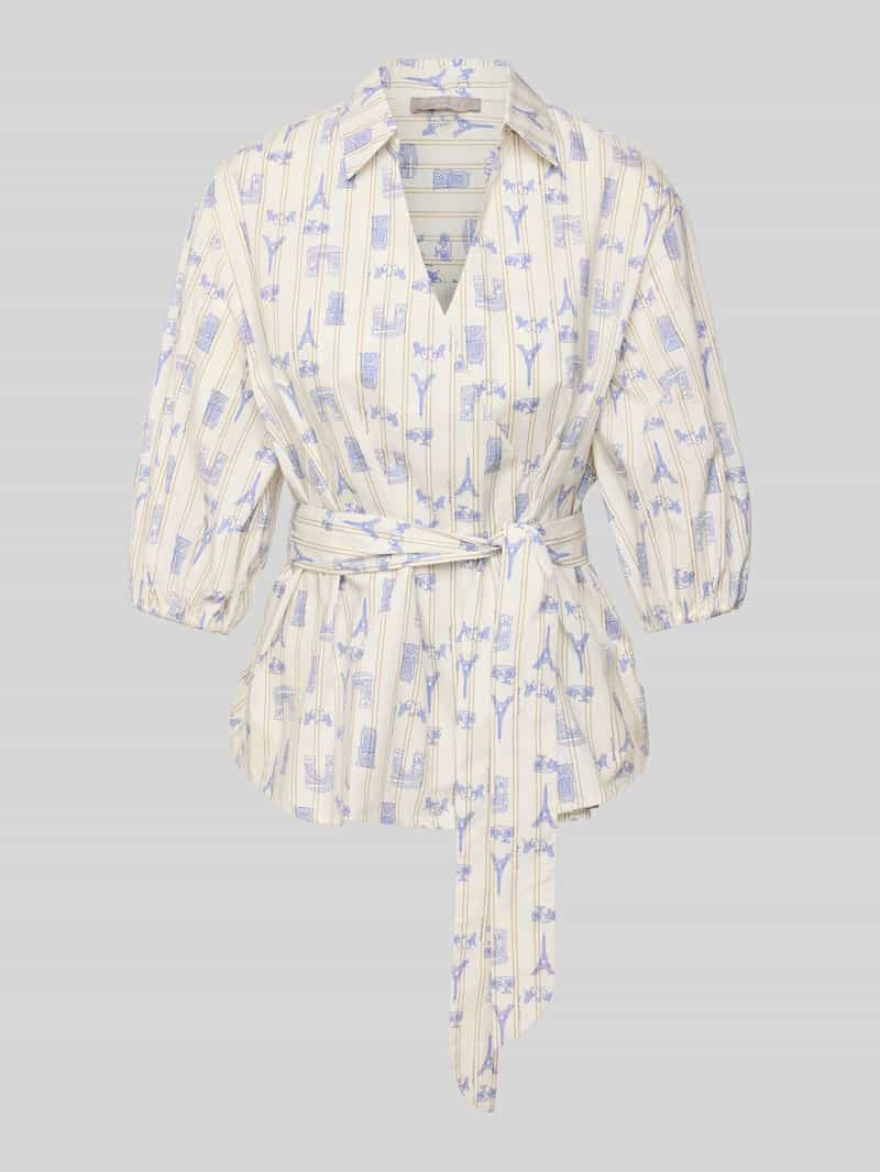 Christian Berg Woman Selection Regular fit blouse met strikceintuur