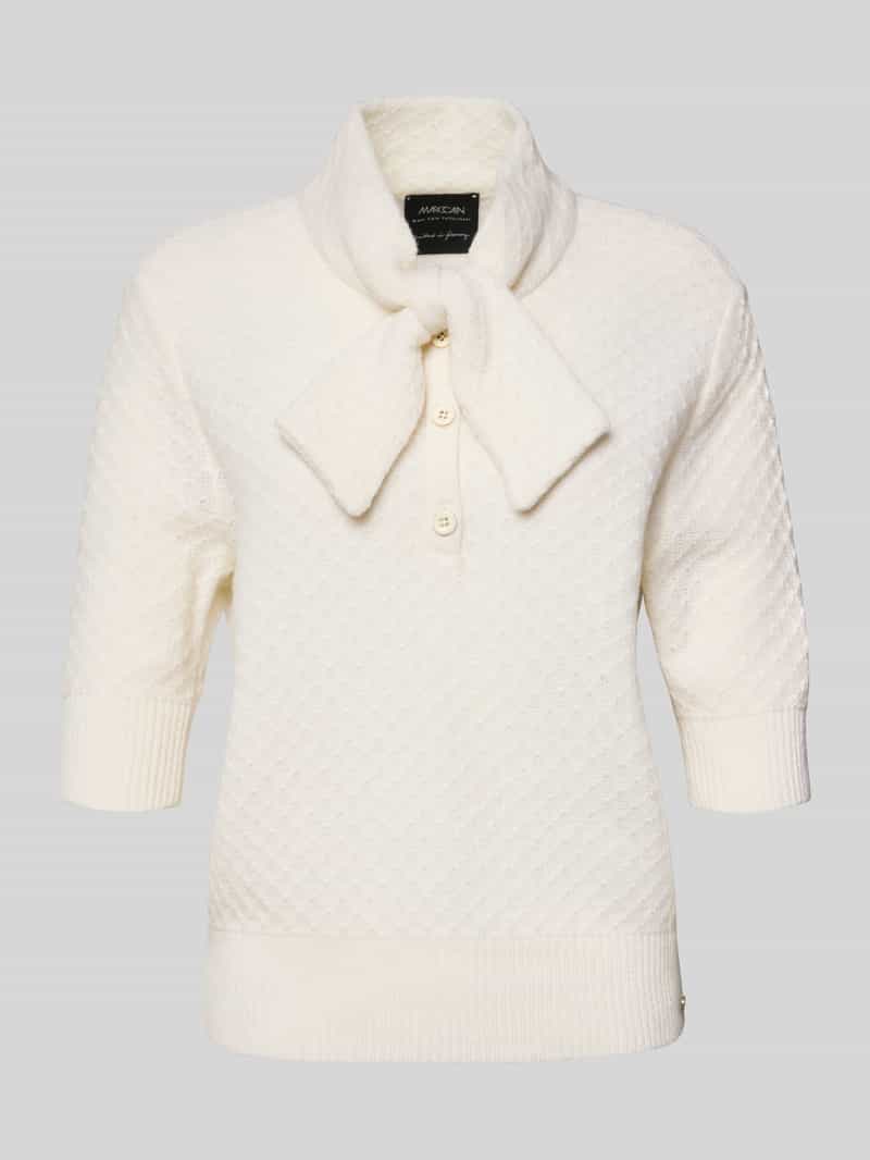 Marc Cain Gebreide pullover van een mix van scheerwol en kasjmier met strik