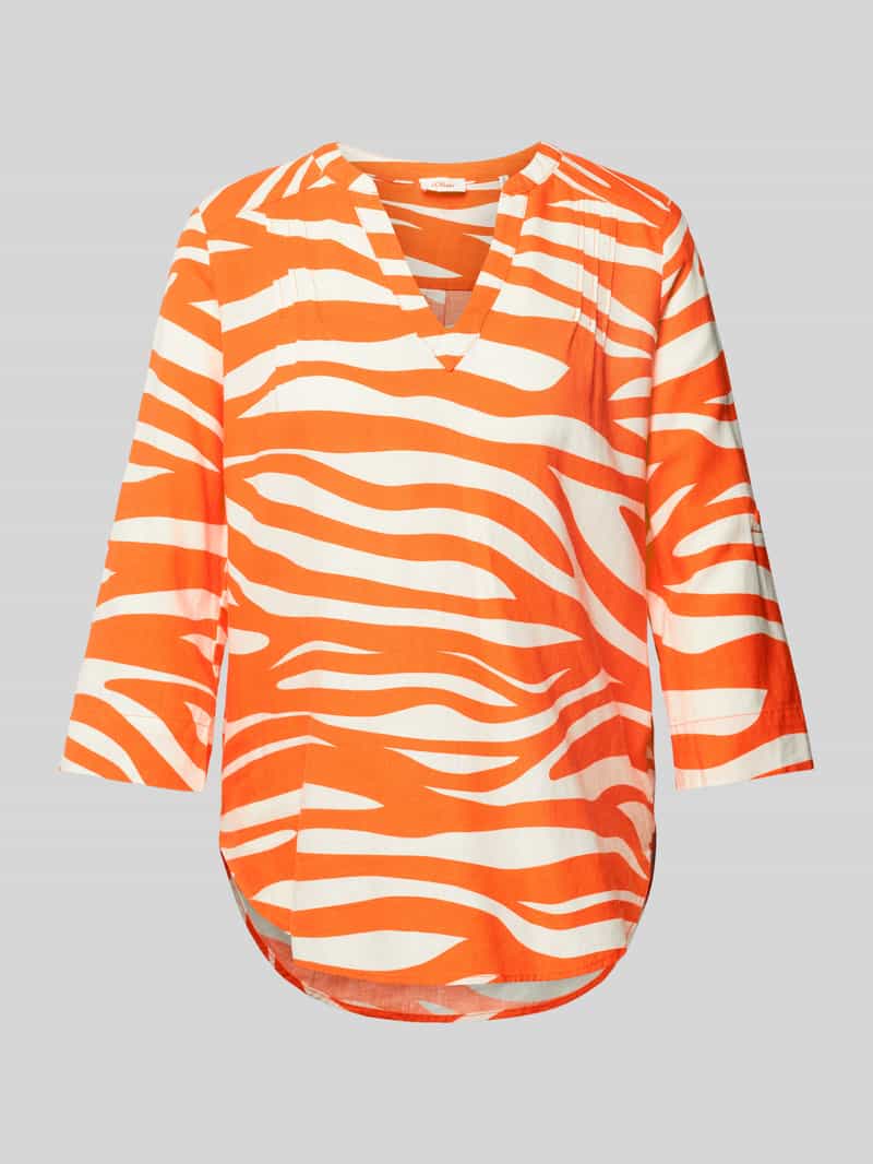 s.Oliver RED LABEL Linnen blouse met tuniekkraag