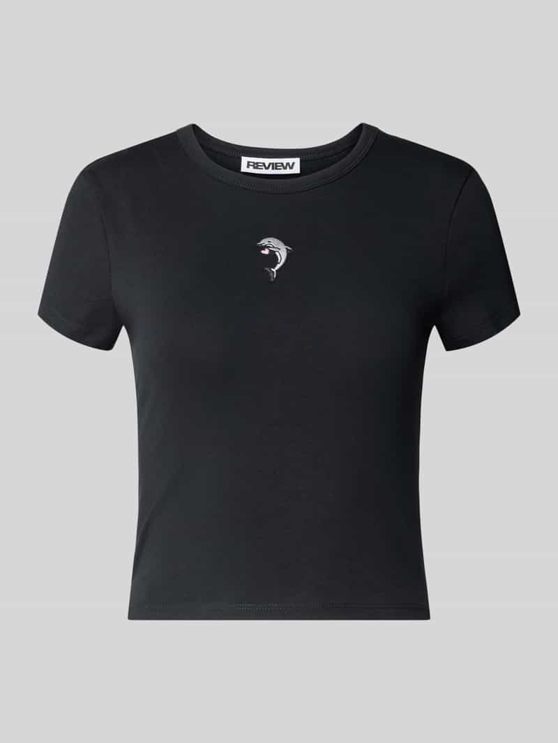 T-shirt met motiefstitching