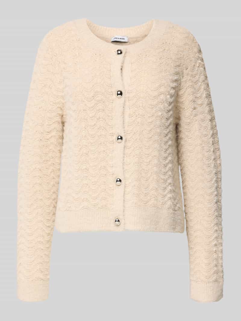 MORE & MORE Gebreid jack met ronde hals en knoopsluiting