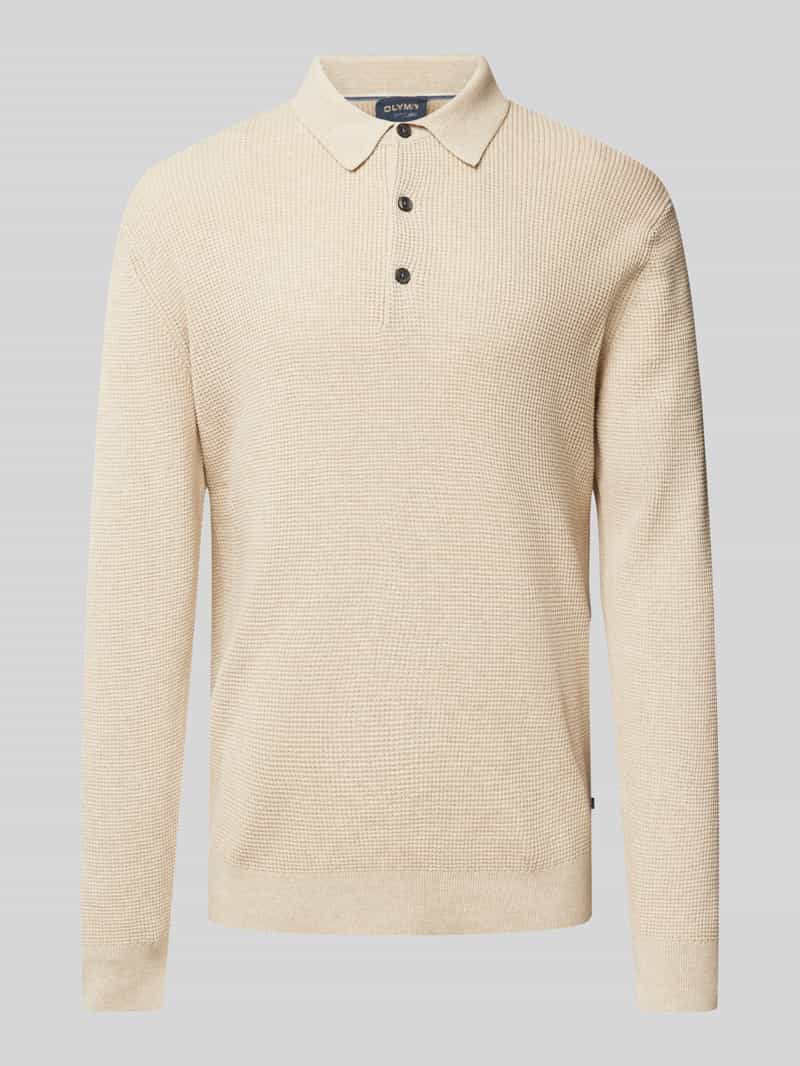 OLYMP Level Five Slim fit gebreide pullover met polokraag van katoen