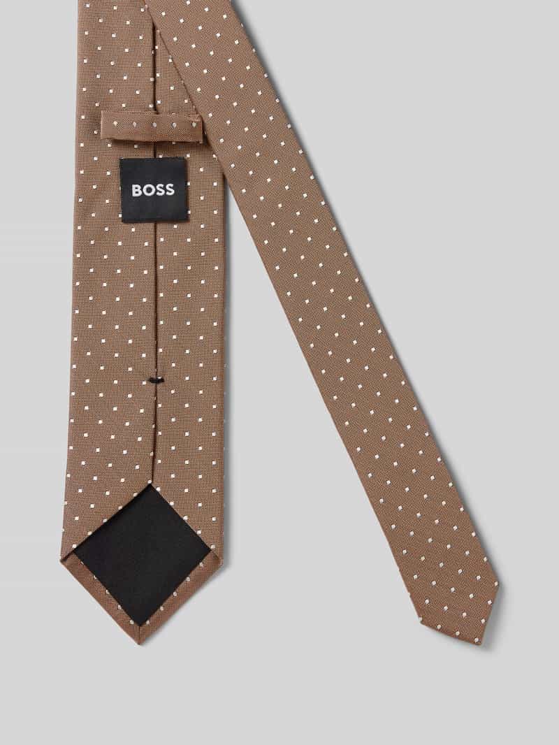 Boss Zijden stropdas met labeldetail