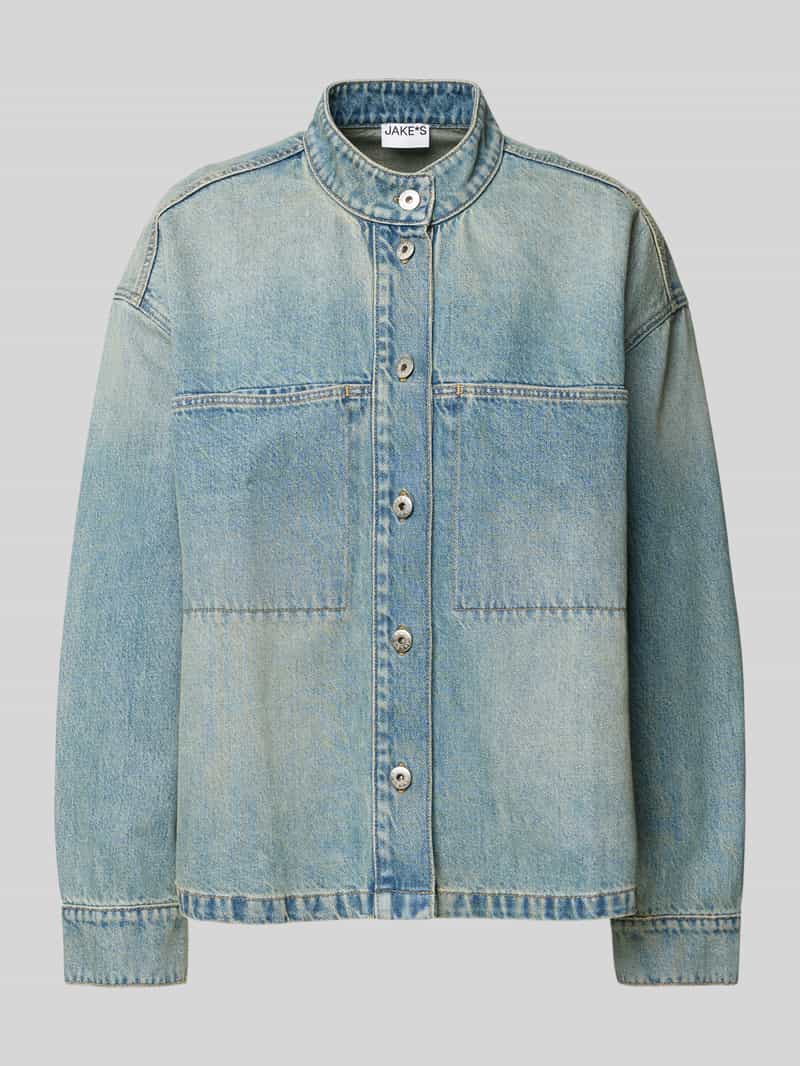 Jake*s Casual Regular fit jeansblouse met opstaande kraag