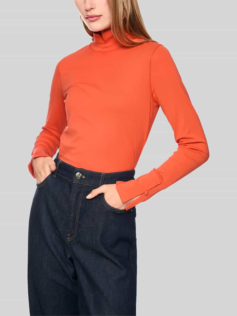 Marc Cain Shirt met lange mouwen met opstaande kraag en sierknopen