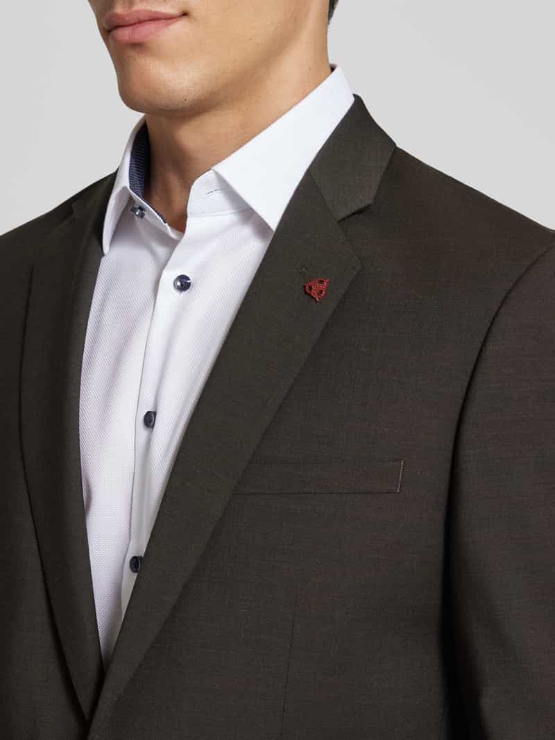Garnitur o kroju slim fit z mieszanki żywej wełny, ze szpilką na rewersie