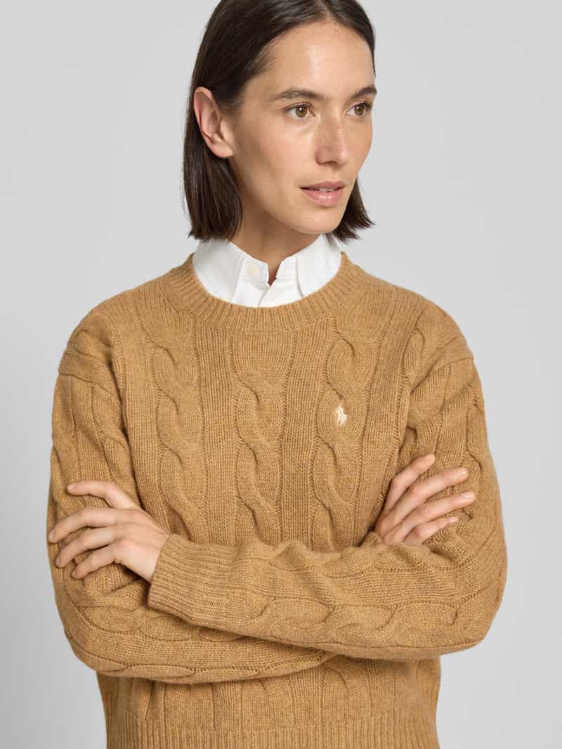 Polo Ralph Lauren Gebreide pullover van een mix van katoen en kasjmier met kabelpatroon