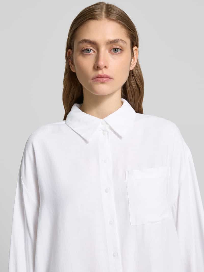 Pieces Relaxed fit overhemdblouse in een mix van viscose en linnen model 'PIA'