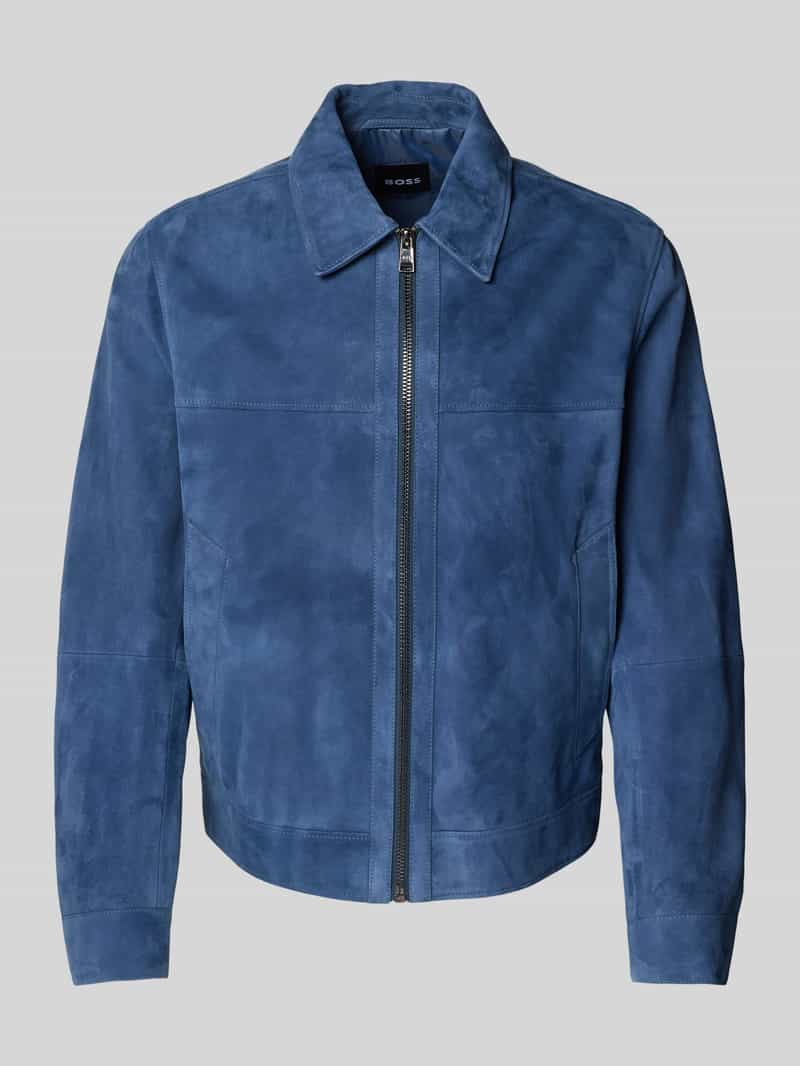 Boss Leren jack met strookzakken model 'Malbano'