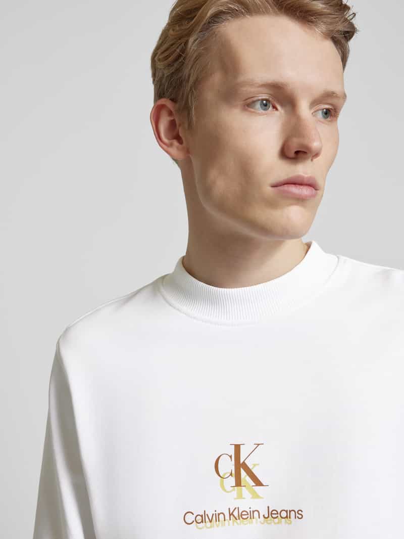 Calvin Klein Jeans Sweatshirt van puur katoen met opstaande kraag