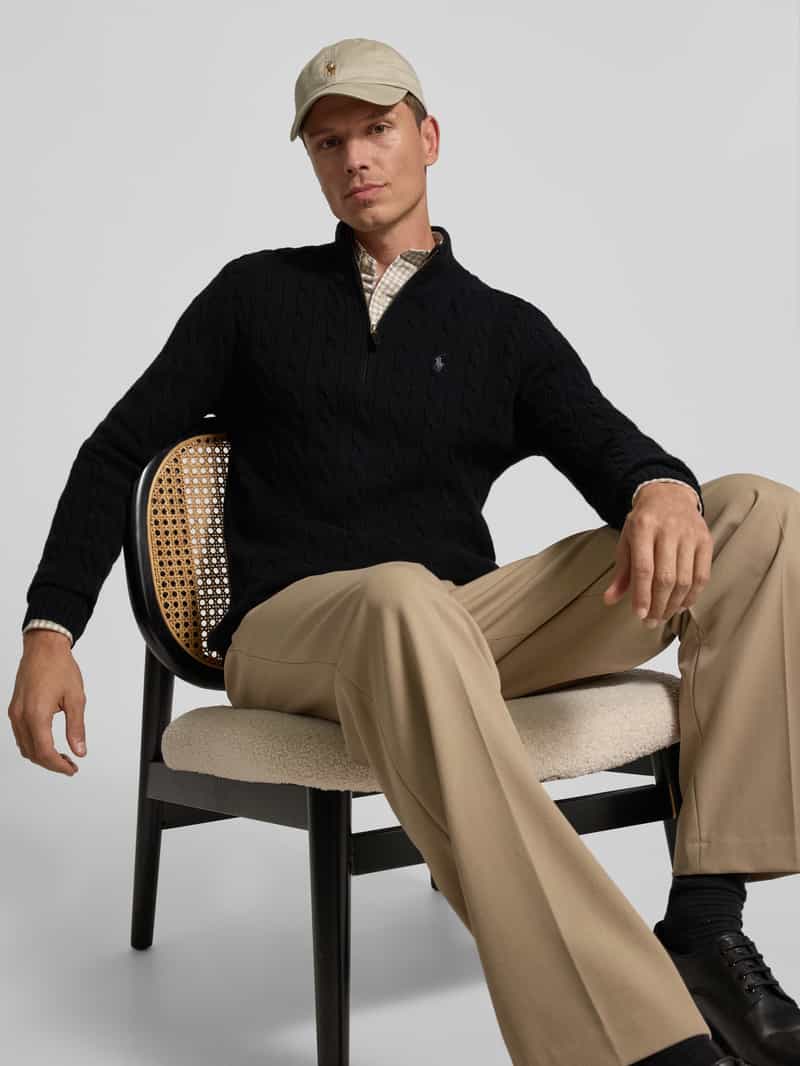 Polo Ralph Lauren Gebreide pullover van een mix van katoen en kasjmier met opstaande kraag