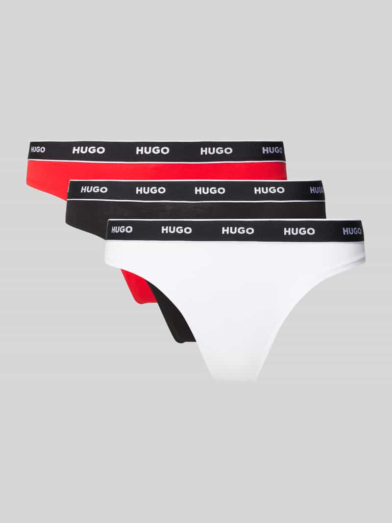 HUGO underwear T-string TRIPLET THONG STRIPE met logo-opschrift op de band (set, 3 stuks, 3)