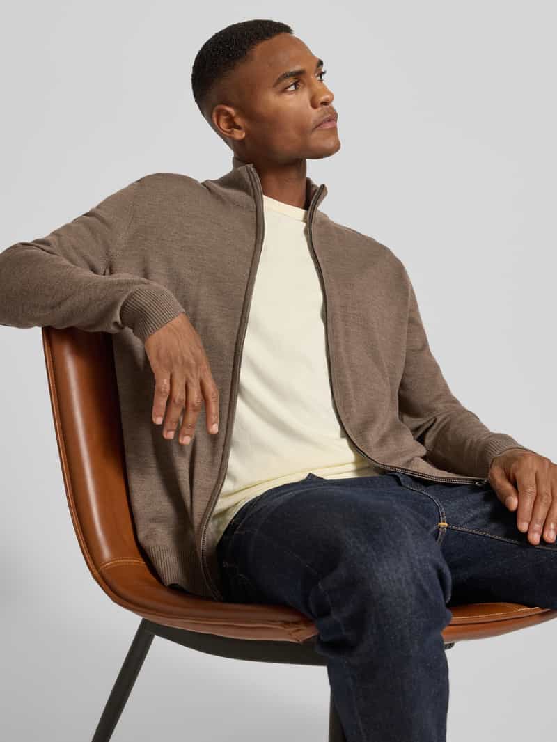 JOOP! Collection Gebreid jack van scheerwol met opstaande kraag model 'Davis'