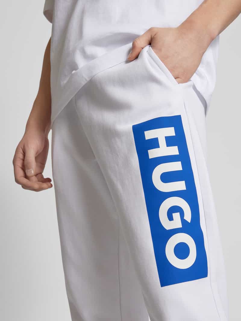 Hugo Blue Regular fit sweatpants met labelprint model 'Nuram'