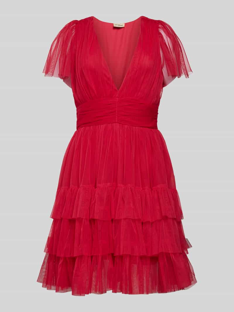 Lace & Beads Knielange cocktailjurk met plooien