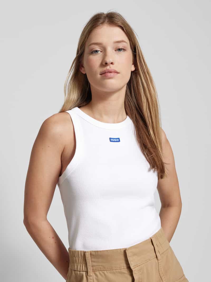 Hugo Blue Tanktop met labelbadge model 'Easy'