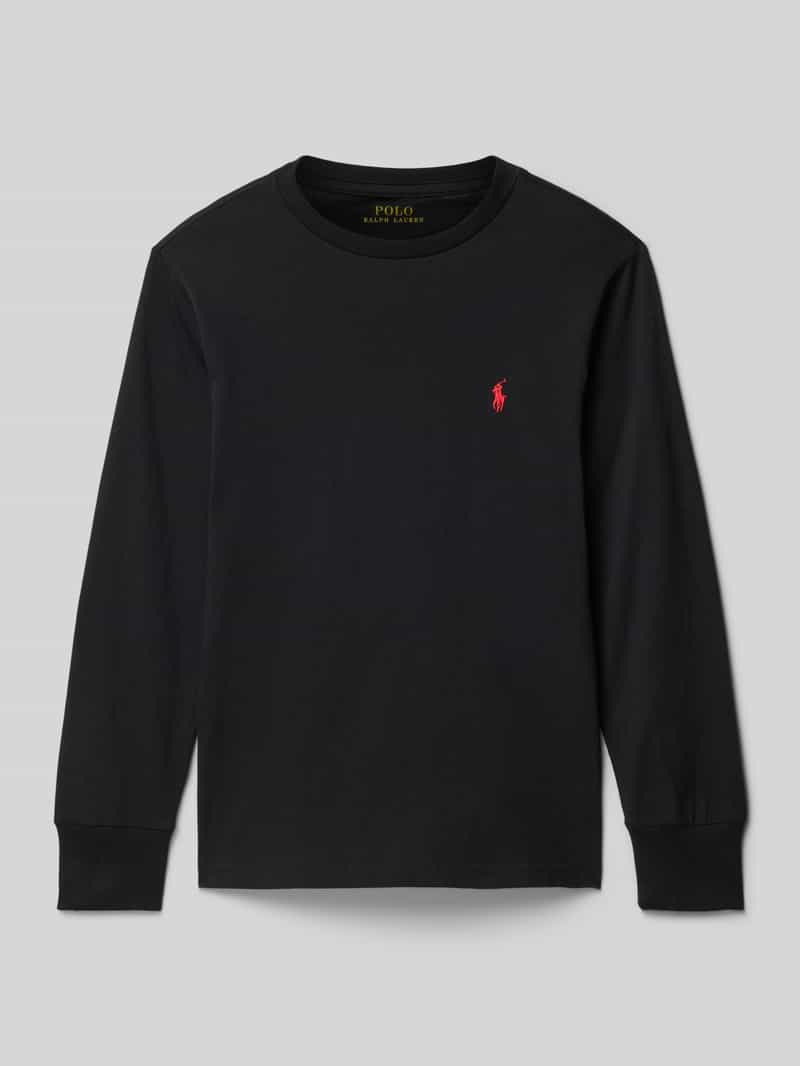 Polo Ralph Lauren Teens Shirt met lange mouwen ronde hals en labelstitching
