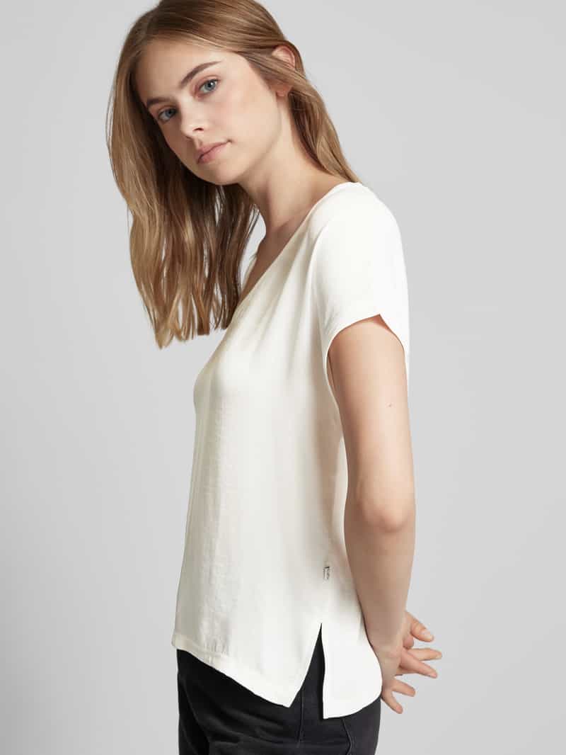 QS T-shirt met afgeronde V-hals