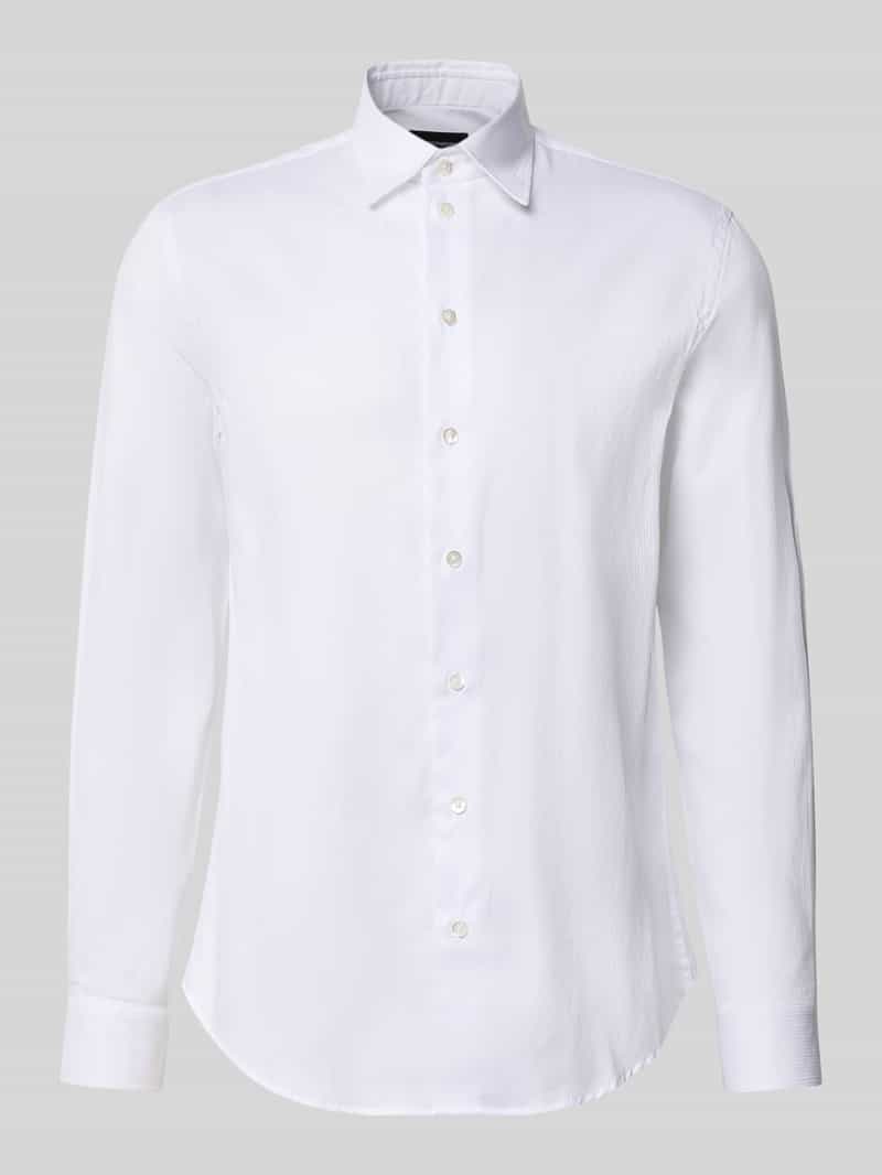 Emporio Armani Herren Slim Fit Business-Hemd Aus Reiner Baumwolle In Weiss Größe Mittel