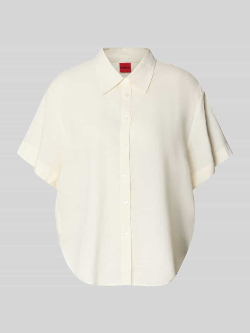 loose fit blouses met korte mouwen van mix van linnen en viscose model 'ENCANTADA'