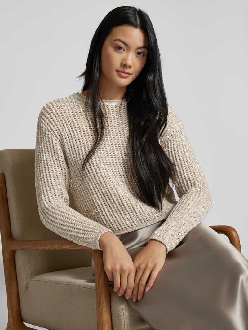 Marc Cain Gebreide pullover met wol en pailletten