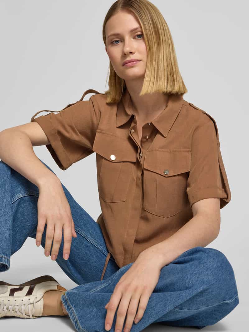 monari Overhemdblouse met blinde knoopsluiting