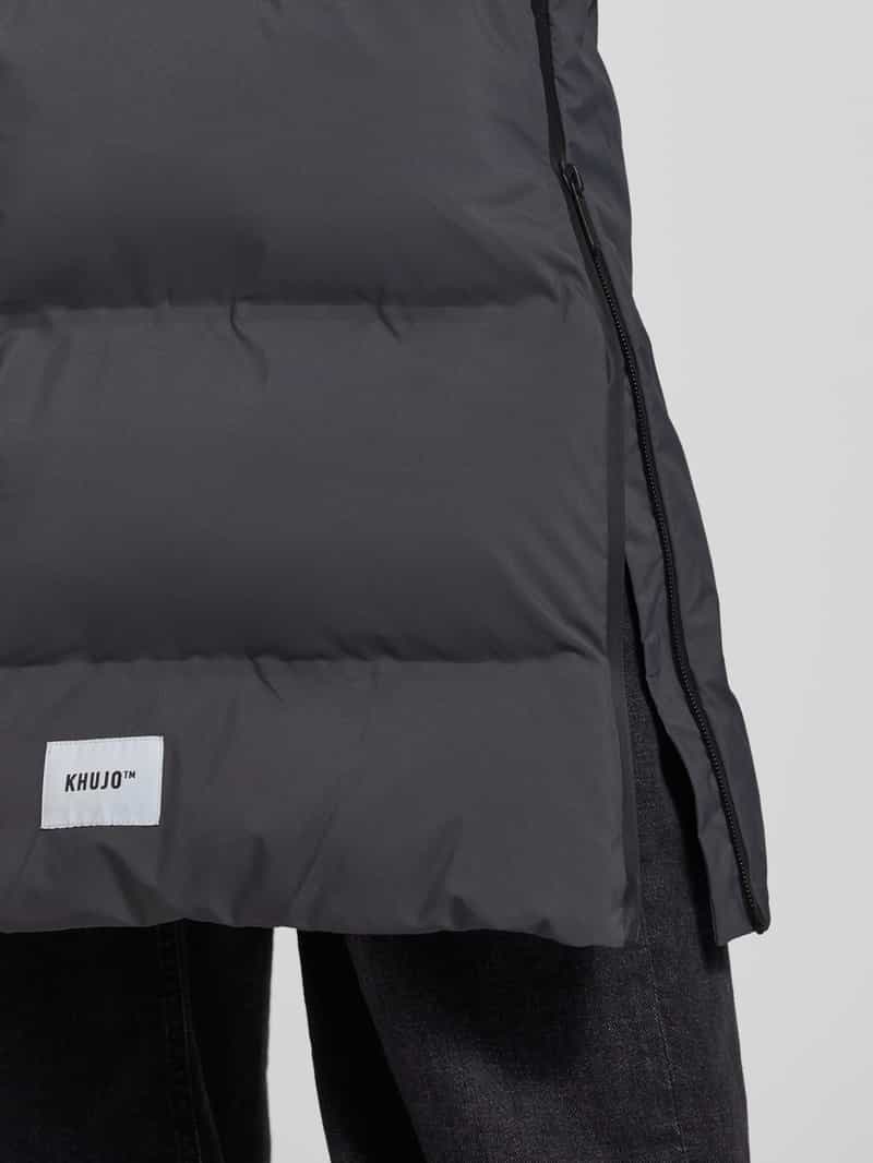 khujo Gewatteerde lange jas met labelpatch model 'Larea'