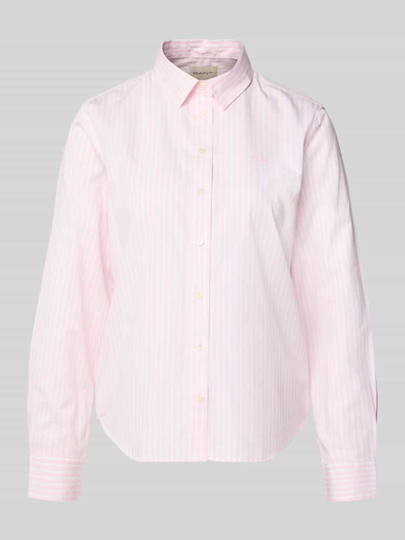 Regular fit blouse met streepmotief en Labelstitching