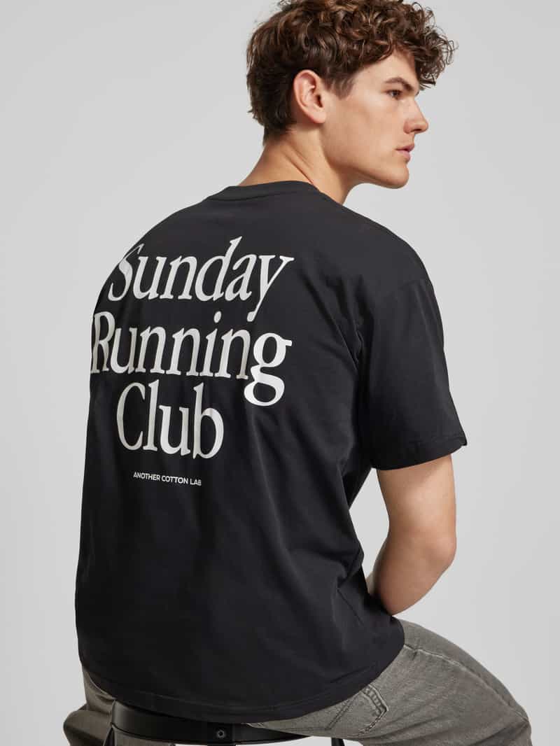ANOTHER COTTON LAB Oversized T-shirt met statementprint model 'Sunday Running Club'