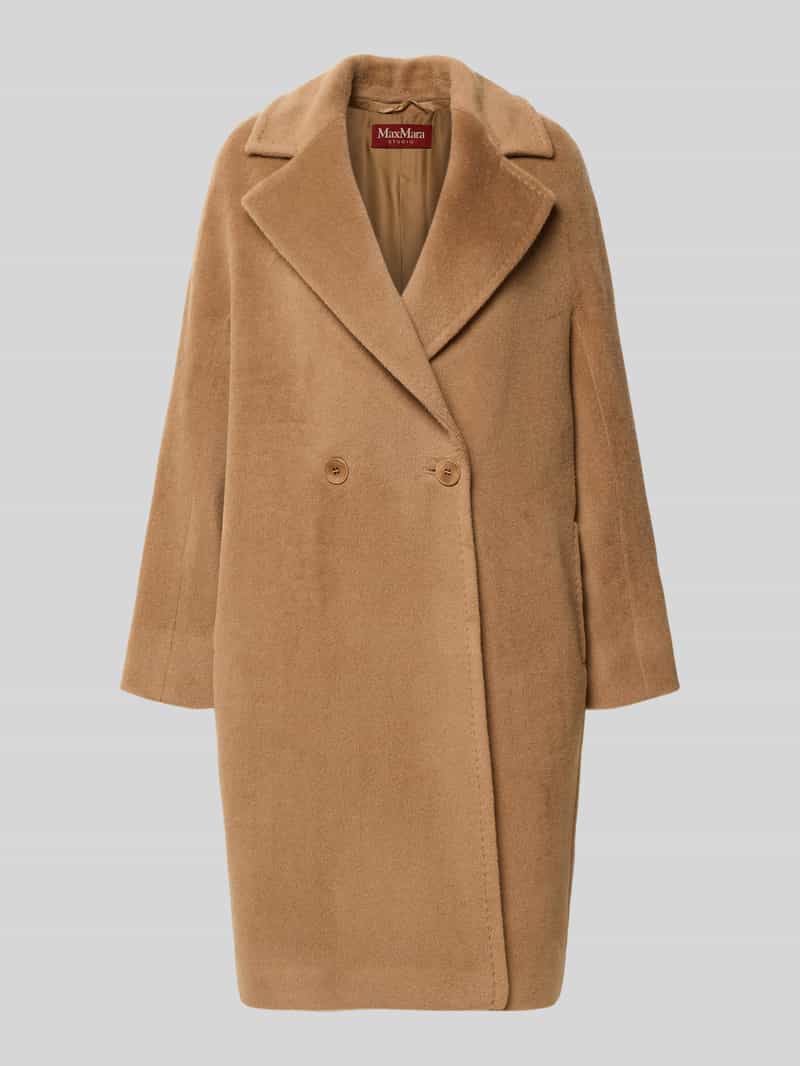 Max Mara Studio Regular fit lange wollen jas van alpacamix model 'TOKIO'